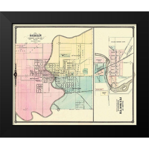 Berlin, Plymouth Wisconsin - Snyder 1878 Black Modern Wood Framed Art Print by Snyder
