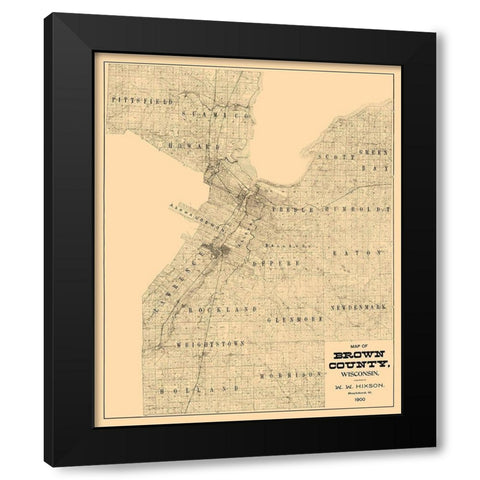 Brown County Wisconsin - Hixon 1900  Black Modern Wood Framed Art Print with Double Matting by Hixon