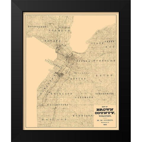 Brown County Wisconsin - Hixon 1900  Black Modern Wood Framed Art Print by Hixon