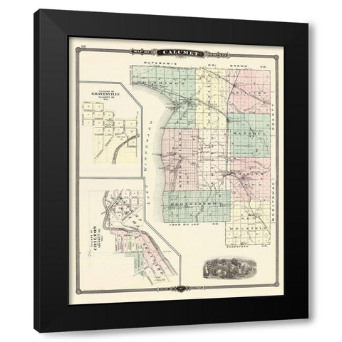 Calumet Wisconsin Landowner - Snyder 1878 Black Modern Wood Framed Art Print with Double Matting by Snyder
