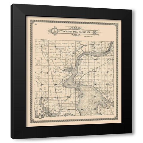Chippewa Falls - Township 29 N., Range 8 W. Black Modern Wood Framed Art Print with Double Matting by Unknown