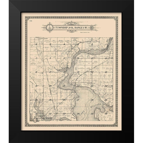 Chippewa Falls - Township 29 N., Range 8 W. Black Modern Wood Framed Art Print by Unknown