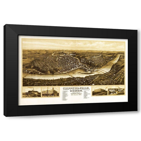 Chippewa Wisconsin - Wellge 1907  Black Modern Wood Framed Art Print with Double Matting by Wellge