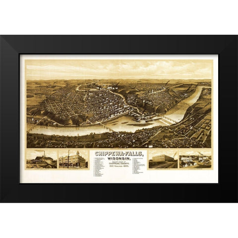 Chippewa Wisconsin - Wellge 1907  Black Modern Wood Framed Art Print by Wellge