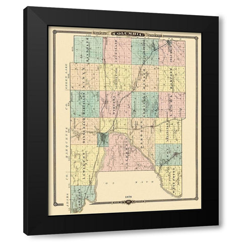 Columbia Wisconsin Landowner - Snyder 1878 Black Modern Wood Framed Art Print by Snyder