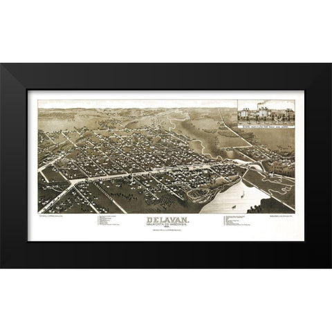 Delavan Wisconsin - Stoner 1884  Black Modern Wood Framed Art Print by Stoner