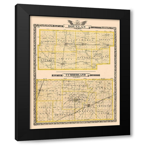 Douglas  Cumberland County  Wisconsin - Beers 1876 Black Modern Wood Framed Art Print with Double Matting by Beers