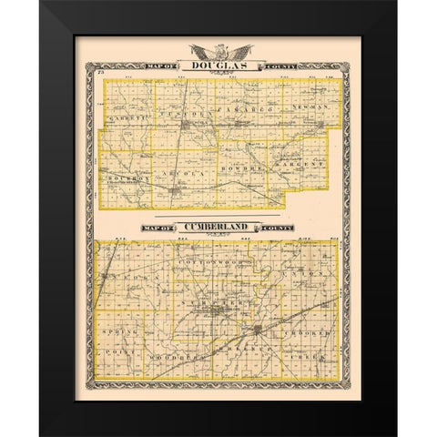 Douglas  Cumberland County  Wisconsin - Beers 1876 Black Modern Wood Framed Art Print by Beers