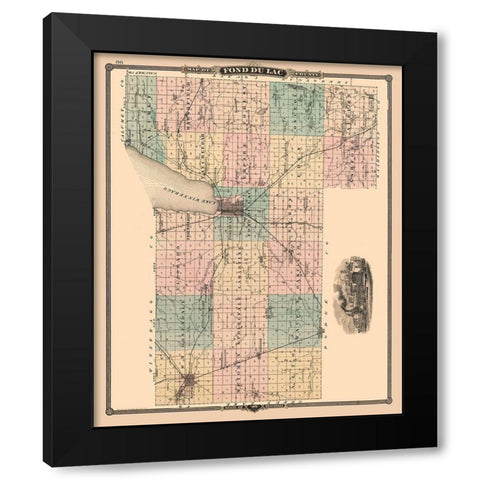 Fond du Lac  Wisconsin - Snyder 1848 Black Modern Wood Framed Art Print by Snyder