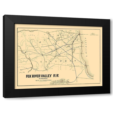 Fox River Valley Railroad - Lipman 1857 Black Modern Wood Framed Art Print with Double Matting by Lipman