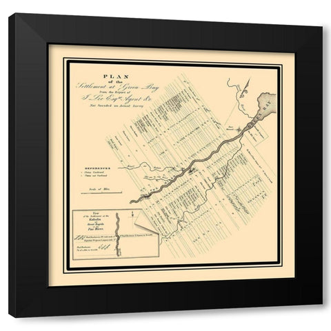 Green Bay Wisconsin - US Government 1821 Black Modern Wood Framed Art Print with Double Matting by US Government