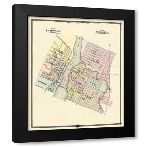 Ft Howard, Green Bay Wisconsin - Snyder 1877 Black Modern Wood Framed Art Print by Snyder
