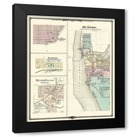Hudson, Bayfield, River Falls Wisconsin Black Modern Wood Framed Art Print with Double Matting by Snyder