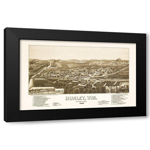 Hurley Wisconsin - Norris 1886  Black Modern Wood Framed Art Print with Double Matting by Norris
