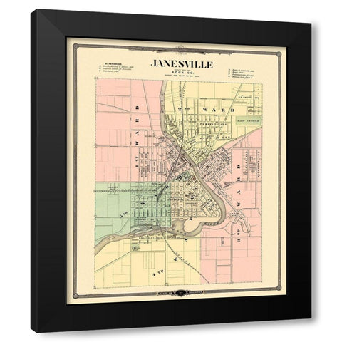 Janesville Wisconsin Landowner - Snyder 1878 Black Modern Wood Framed Art Print by Snyder