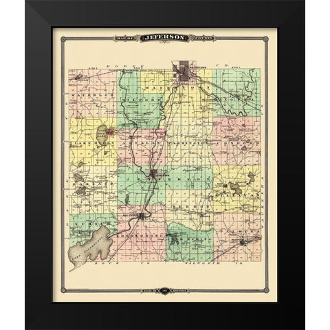 Jefferson Wisconsin Landowner - Snyder 1878 Black Modern Wood Framed Art Print by Snyder