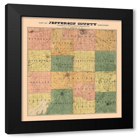 Jefferson County Wisconsin - Banner 1900  Black Modern Wood Framed Art Print by Banner