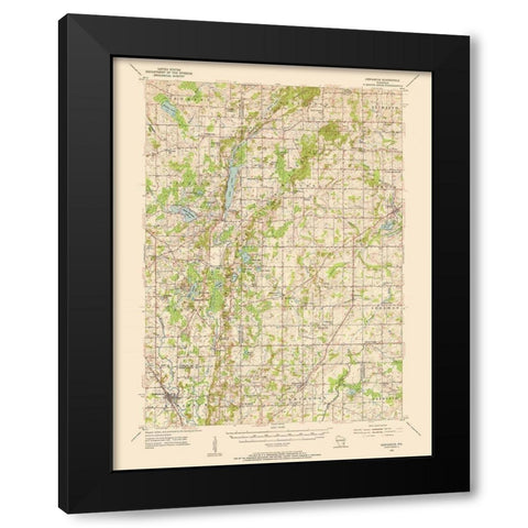 Kewaskum Wisconsin Quad - USGS 1955 Black Modern Wood Framed Art Print by USGS