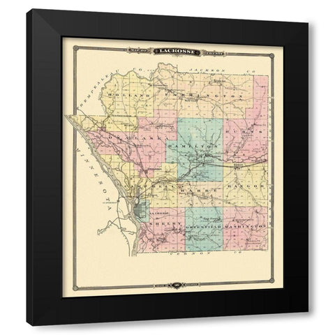 La Crosse Wisconsin Landowner - Snyder 1878 Black Modern Wood Framed Art Print with Double Matting by Snyder