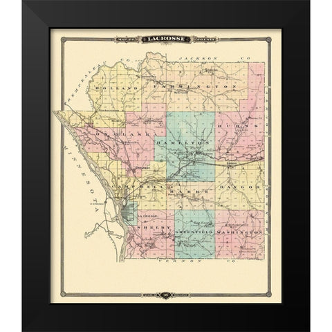 La Crosse Wisconsin Landowner - Snyder 1878 Black Modern Wood Framed Art Print by Snyder