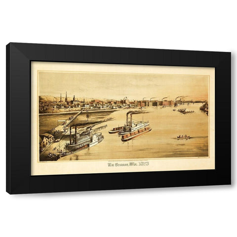 La Crosse Wisconsin - Ellsbury 1873  Black Modern Wood Framed Art Print by Ellsbury