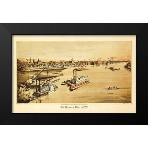 La Crosse Wisconsin - Ellsbury 1873  Black Modern Wood Framed Art Print by Ellsbury