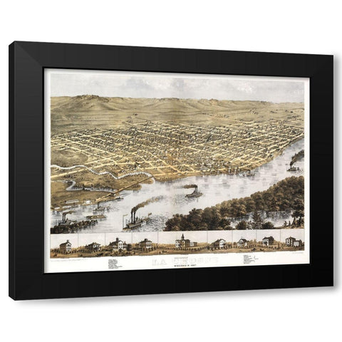 La Crosse Wisconsin - Ruger 1867  Black Modern Wood Framed Art Print with Double Matting by Ruger