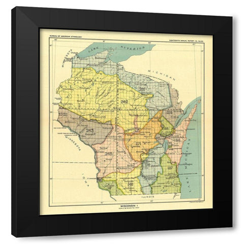 Wisconsin - Lake Superior - Hoen 1896 Black Modern Wood Framed Art Print with Double Matting by Hoen