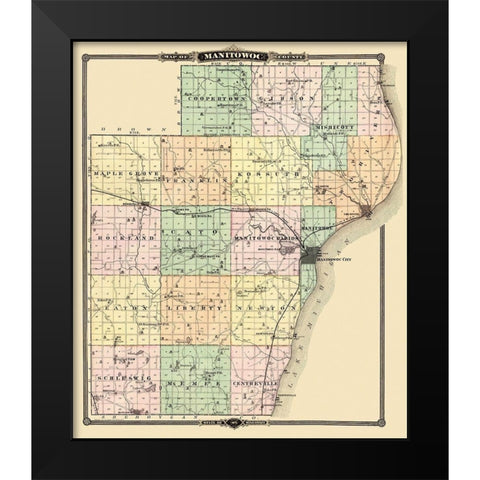 Manitowoc Wisconsin - Snyder 1878 Black Modern Wood Framed Art Print by Snyder
