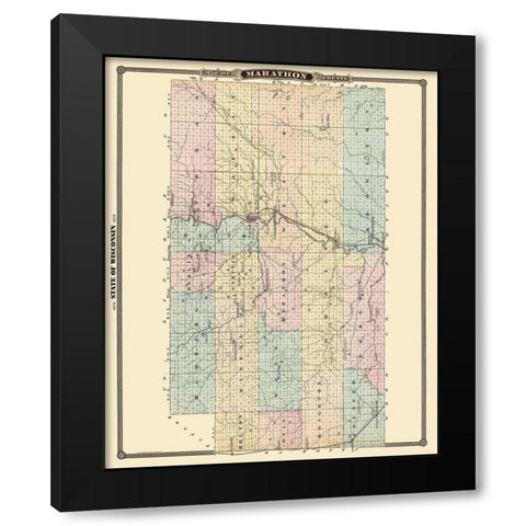Marathon Wisconsin Landowner - Snyder 1878 Black Modern Wood Framed Art Print with Double Matting by Snyder