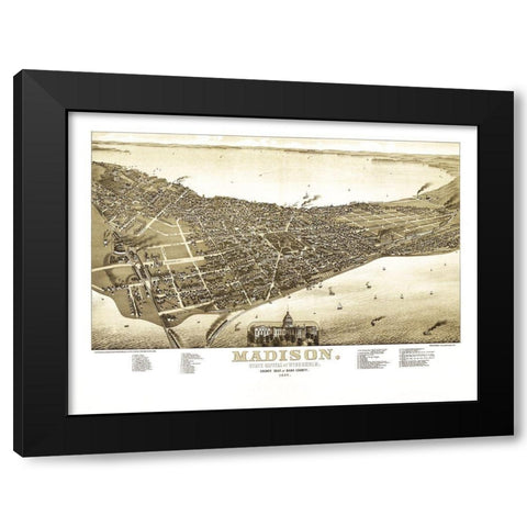 Madison Wisconsin - Norris 1885  Black Modern Wood Framed Art Print with Double Matting by Norris