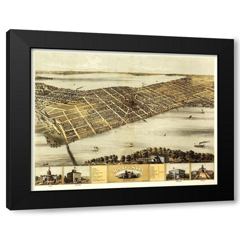 Madison Wisconsin - Norris 1867 Black Modern Wood Framed Art Print by Norris