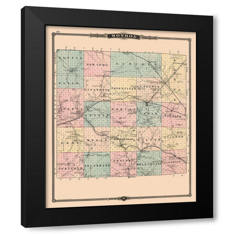 Monroe County  Wisconsin - Snyder 1877 Black Modern Wood Framed Art Print with Double Matting by Snyder