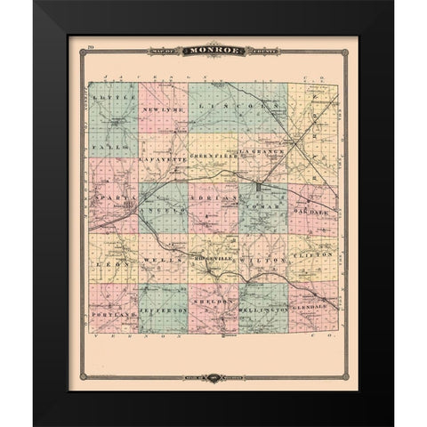Monroe County  Wisconsin - Snyder 1877 Black Modern Wood Framed Art Print by Snyder