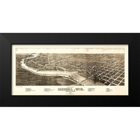 Merrill Wisconsin - Wellge 1883  Black Modern Wood Framed Art Print by Wellge