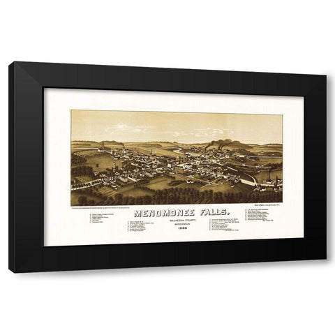 Menomonee Falls Wisconsin - Norris 1886  Black Modern Wood Framed Art Print with Double Matting by Norris