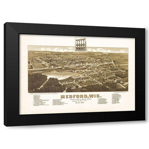Medford Wisconsin - Norris 1885  Black Modern Wood Framed Art Print with Double Matting by Norris