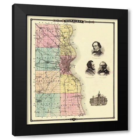Milwaukee Wisconsin Landowner - Snyder 1878 Black Modern Wood Framed Art Print with Double Matting by Snyder