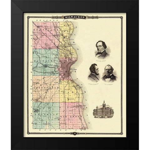 Milwaukee Wisconsin Landowner - Snyder 1878 Black Modern Wood Framed Art Print by Snyder