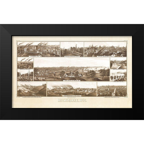Milwaukee Wisconsin - Beck 1882  Black Modern Wood Framed Art Print by Beck