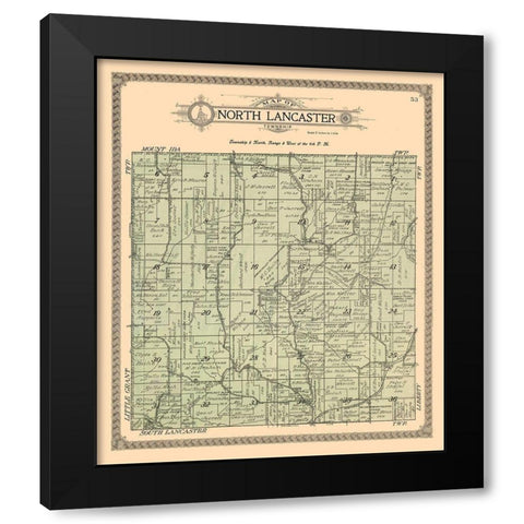 North Lancaster  Wisconsin - Ogle 1918 Black Modern Wood Framed Art Print with Double Matting by Ogle