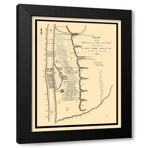 Prairie Du Chien Wisconsin Landowner - Lee 1820 Black Modern Wood Framed Art Print by Lee