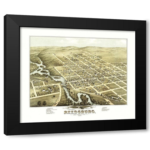 Reedsburg Wisconsin - Stoner 1874  Black Modern Wood Framed Art Print by Stoner
