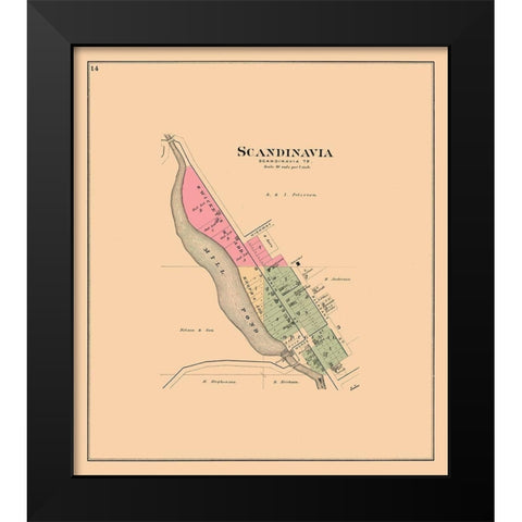 Scandinavia Wisconsin  Foote 1889 Black Modern Wood Framed Art Print by Foote