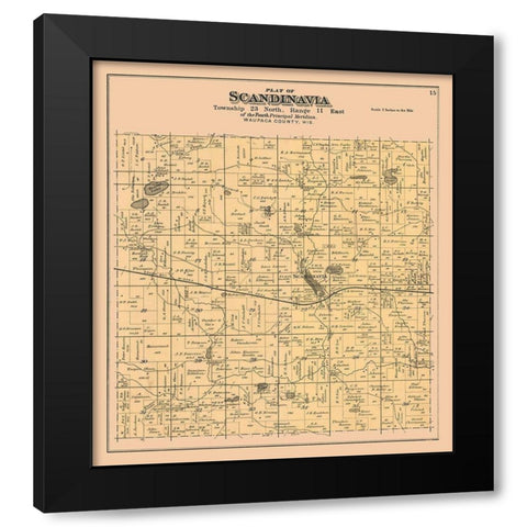 Scandinavia City  Wisconsin - Foote 1889 Black Modern Wood Framed Art Print with Double Matting by Foote