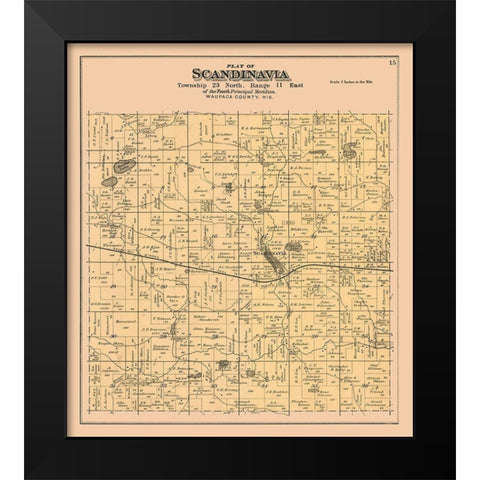 Scandinavia City  Wisconsin - Foote 1889 Black Modern Wood Framed Art Print by Foote