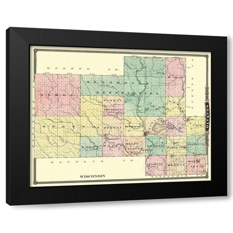 Shawano Wisconsin - Snyder 1878 Black Modern Wood Framed Art Print with Double Matting by Snyder