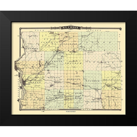 St. Croix Wisconsin Landowner - Snyder 1878 Black Modern Wood Framed Art Print by Snyder