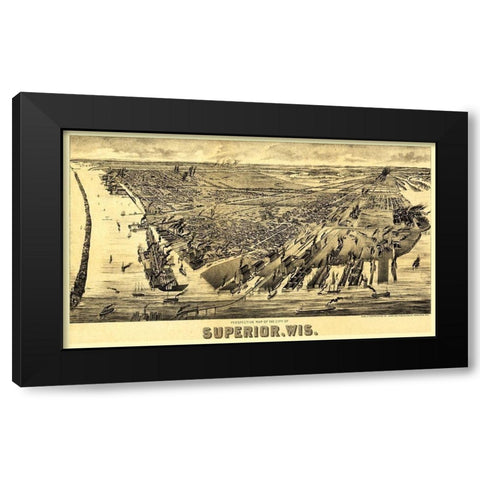 Superior Wisconsin - American Pub Co 1893  Black Modern Wood Framed Art Print with Double Matting by American Pub Co