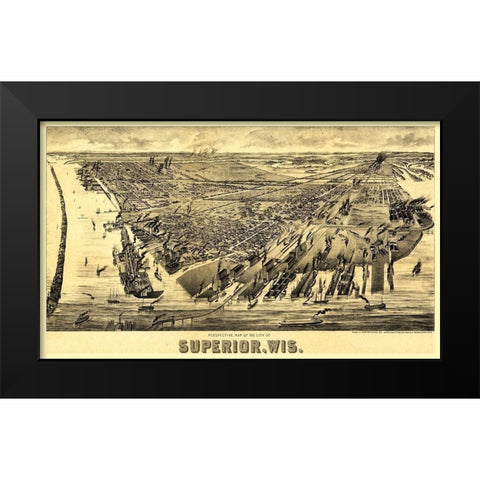 Superior Wisconsin - American Pub Co 1893  Black Modern Wood Framed Art Print by American Pub Co